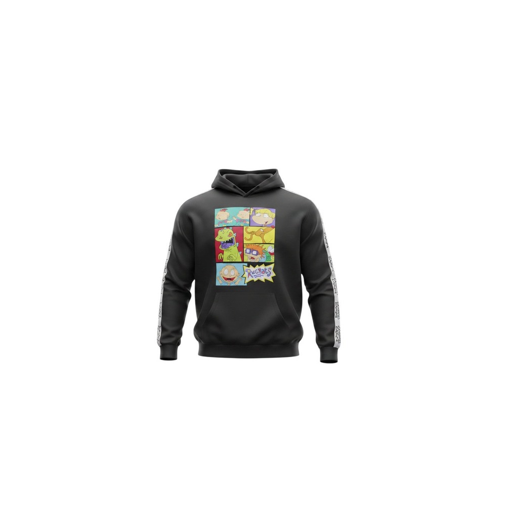 Rue21 Rugrats Hoodie Mens XL Black New Nickelodeon Graphic Logo Tape Sweatshirt